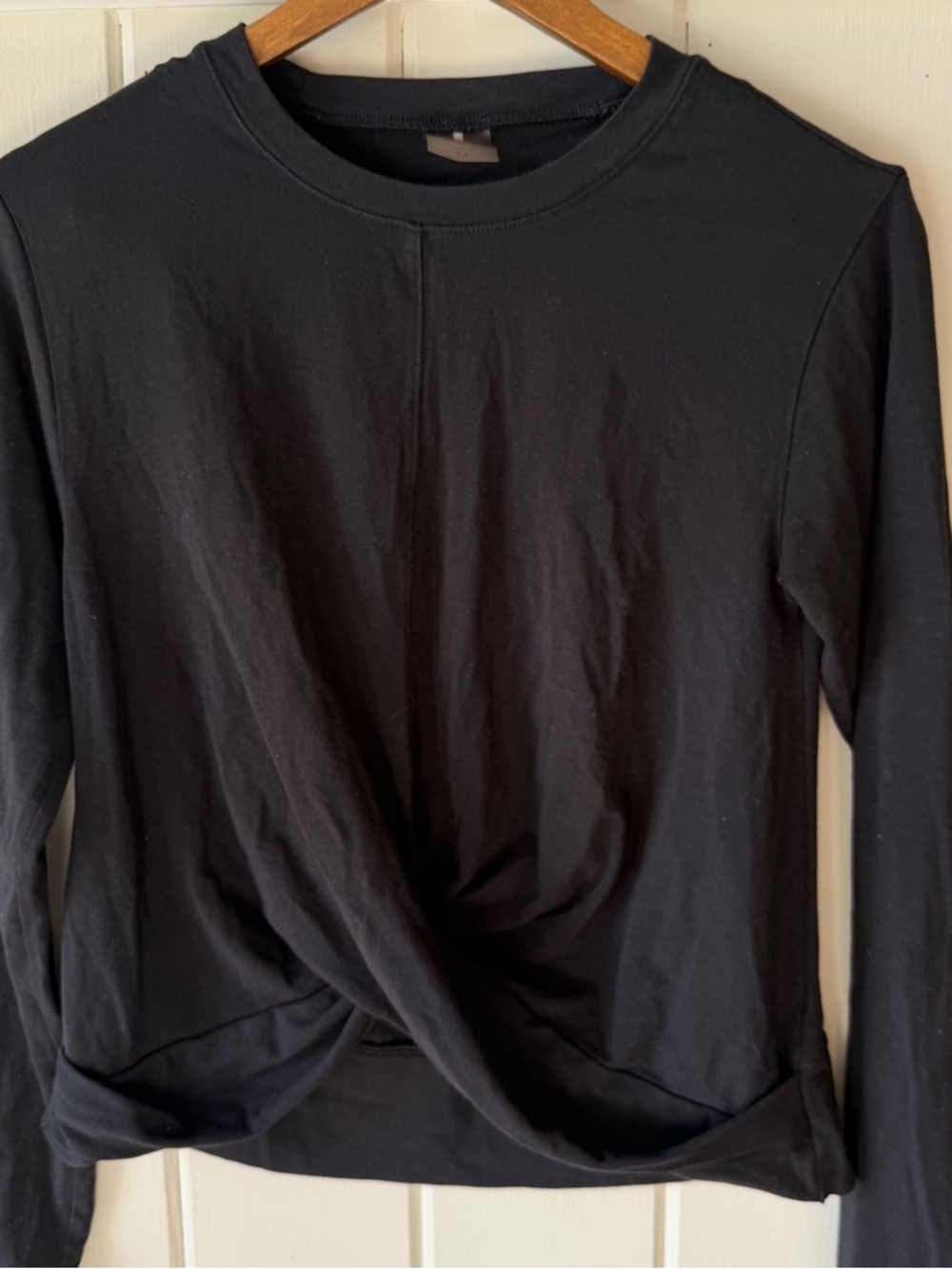 CALIA Black Long-Sleeve Twist-Front Cropped Athletic Top, Size Medium - Picture 2 of 7